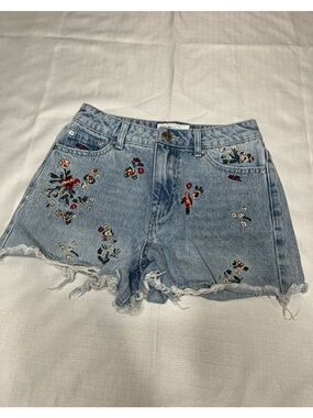 Banjara Boho 100% Cotton Floral Cutoff Denim Shorts - Bohemian Distressed Jorts